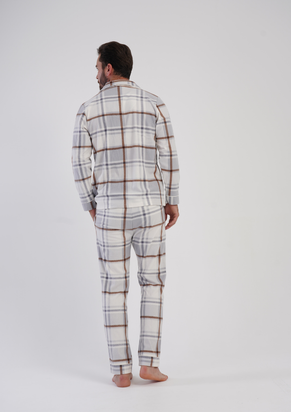 Piżama Męska Vienetta Warm Checks, Beżowy, r. M-XXL