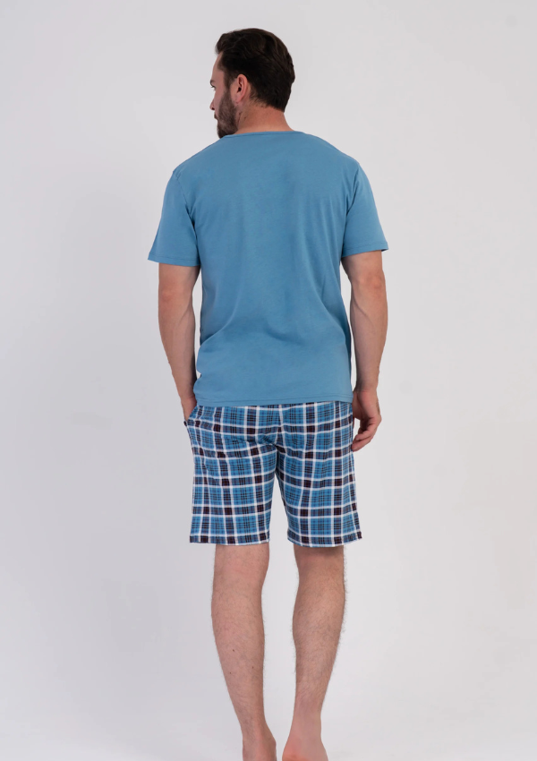 Piżama Męska Vienetta Blue Grid, Niebieski, r. L-XXL