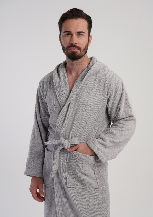 Szlafrok męski Vienetta Gray Night, Szary, r. M-XXL