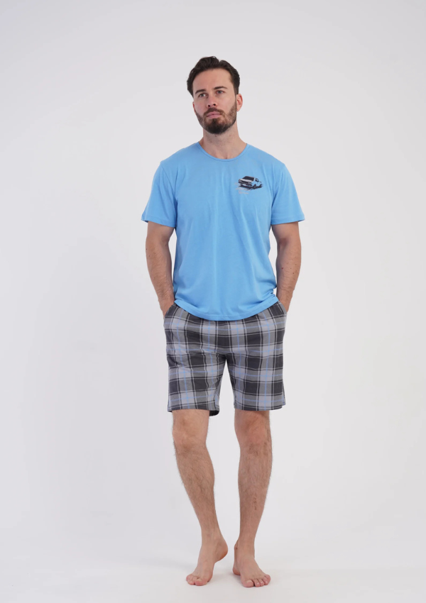Piżama Męska Vienetta Blue Motor, Niebieski, r. M-XXL