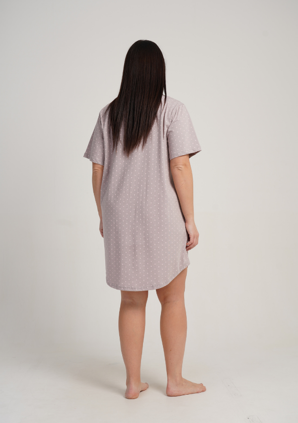 Koszula Nocna Damska Vienetta Beige Dots, Beżowy, r. 1XL - 4XL