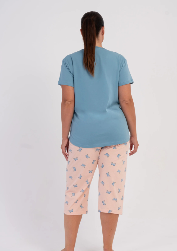 Piżama Damska Vienetta Butterfly Blush, Niebieski,, r. 1XL-4XL