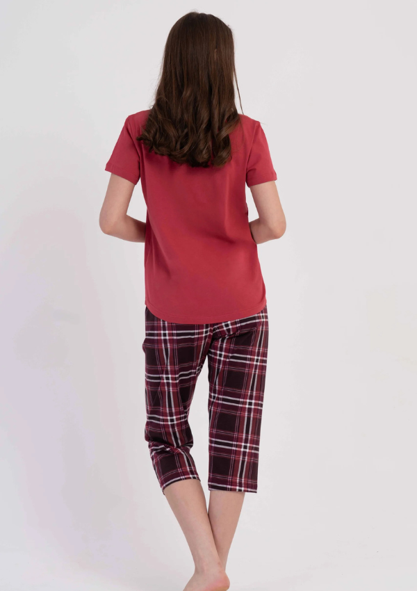 Piżama Damska Vienetta Red Check, Czerwony, r. M-XXL