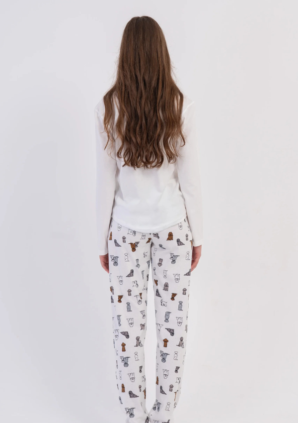 Piżama Damska Vienetta, White Puppy, Biały, r. S-XL