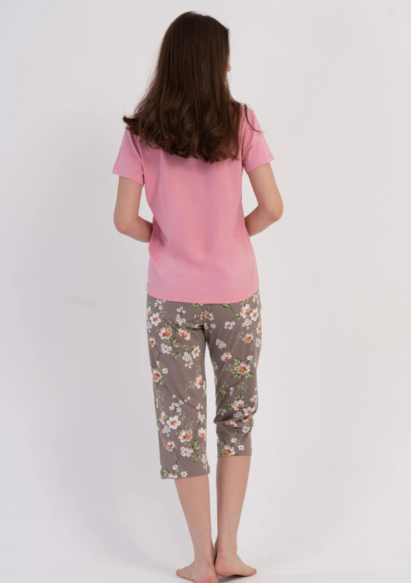Piżama Damska Vienetta Blossom Capri, Różowy, r. M-XXL