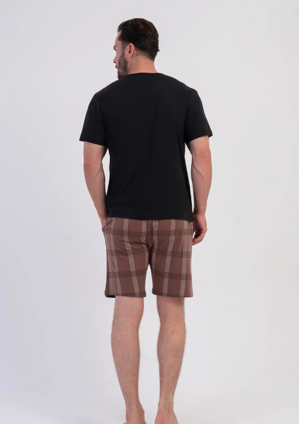 Piżama Męska Vienetta Cocoa Check, Czarny, r. M-XXL
