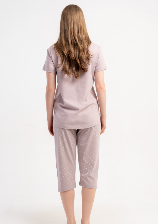 Piżama Damska Vienetta Beige Dots, Beżowy, r. M-XXL