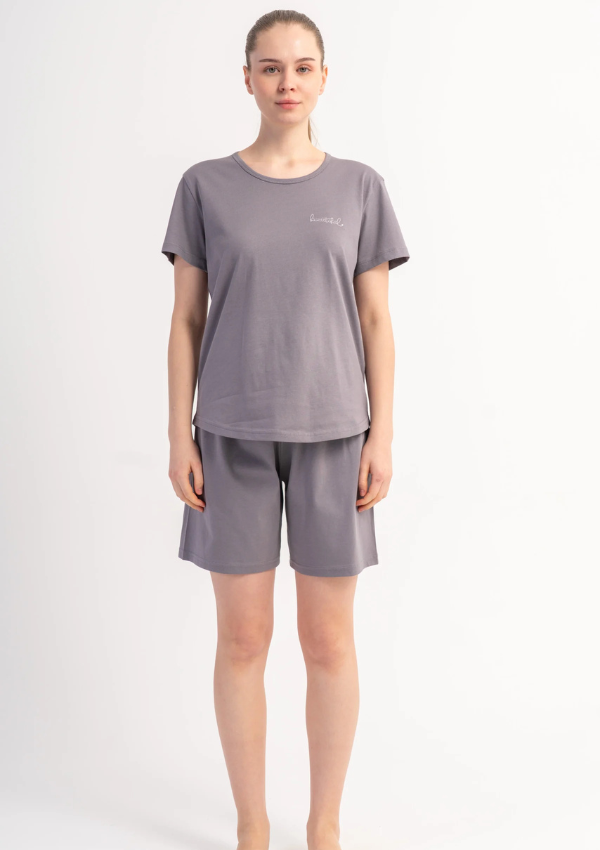 Piżama Damska Vienetta Lilac Mood, Szary, S -XL