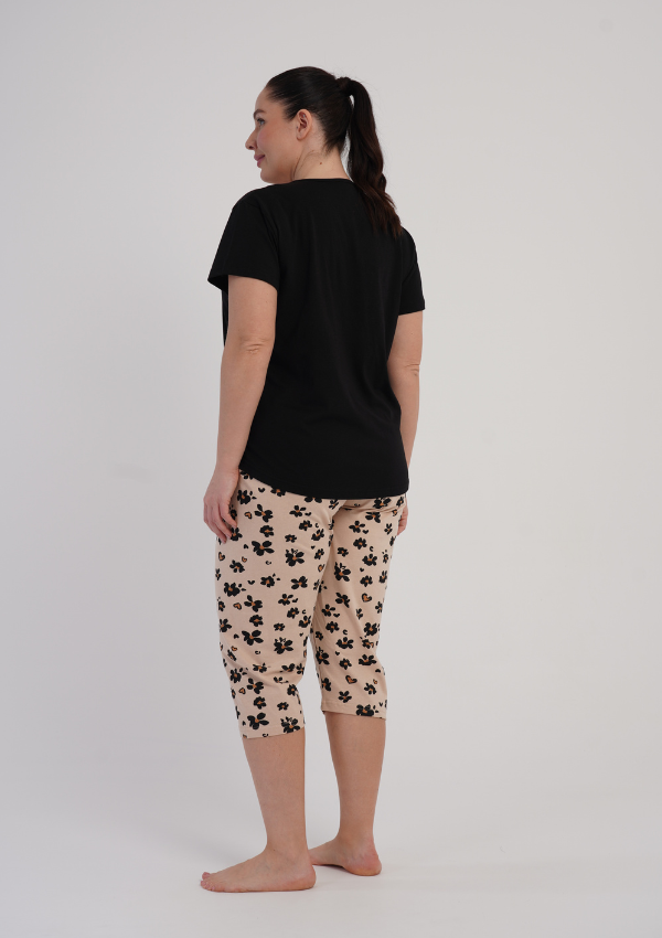 Piżama Damska Vienetta Floral Breeze, Czarny, r. 1XL-4XL