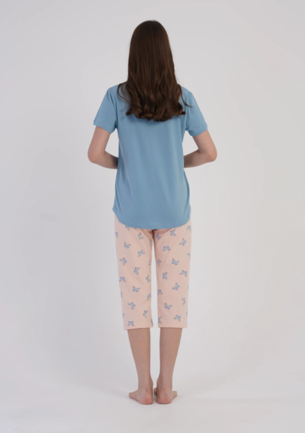 Piżama Damska Vienetta Blue Butterfly, Niebieski, r. M-XXL