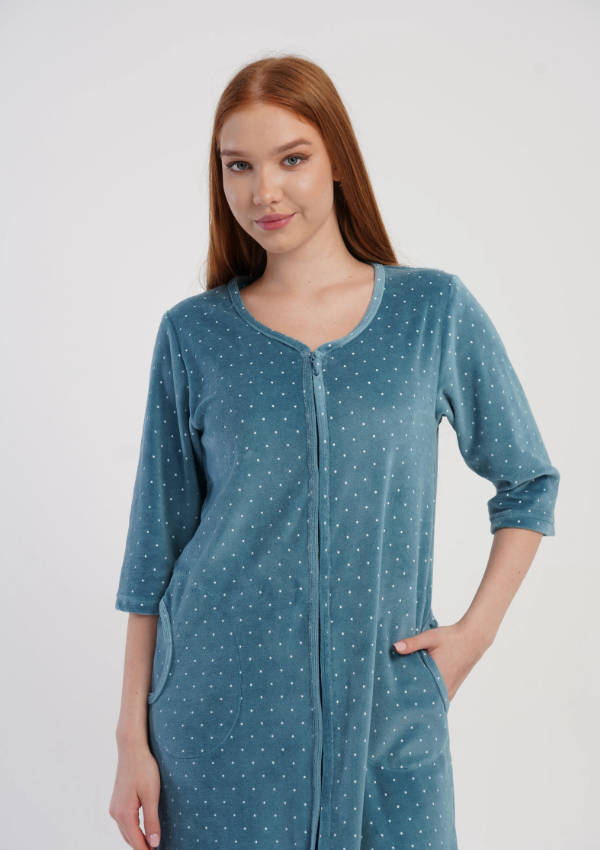 Szlafrok damski Welurowy Vienetta Blue Velour, Różowy, r. M-XXL
