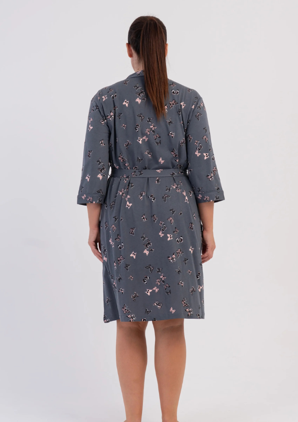 Szlafrok damski Vienetta Butterfly Wrap, Szary, r. 1XL - 4XL