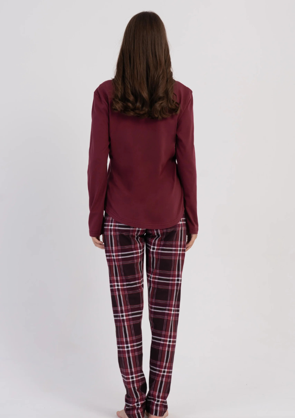 Piżama Damska Vienetta Cozy RedCheck , Bordowy, r. M-XXL