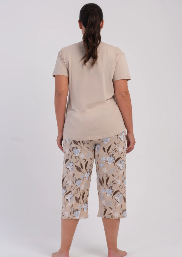 Piżama Damska Vienetta Beige Butterfly, Beżowy, r. 1XL-4XL