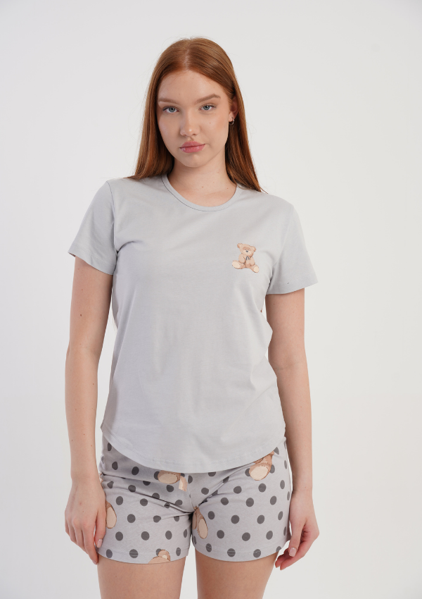 Piżama Damska Vienetta Sleep Bear, Szary, S -XL