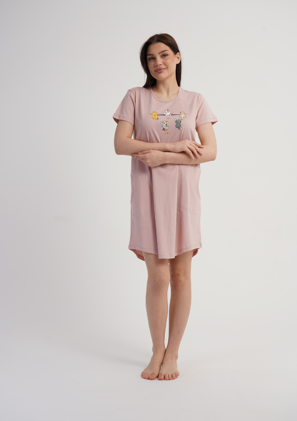 Koszula Nocna Vienetta Pink Pets, Różowy, r. M-XXL