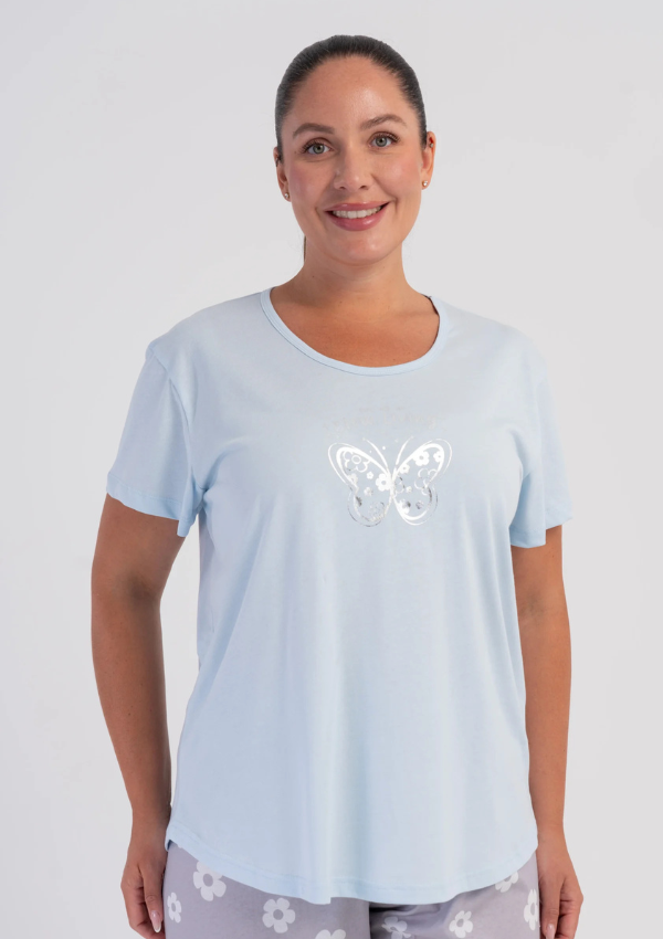 Piżama Damska Vienetta Butterfly Floral, Niebieski r. 1XL-4XL