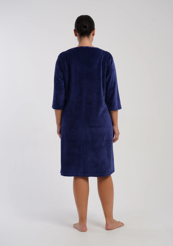 Szlafrok damski Vienetta Velvet Comfort, Granatowy, r. 1XL-4XL