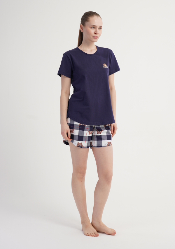 Piżama Damska Vienetta Navy Bear, Granatowy, S -XL