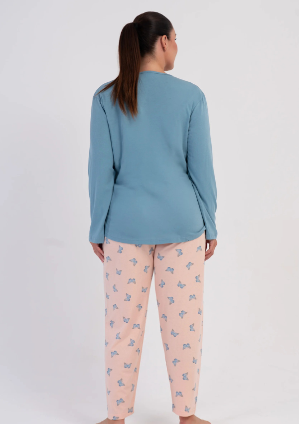 Piżama Damska Vienetta Butterfly Plus, Niebieski, r. 1XL-4XL