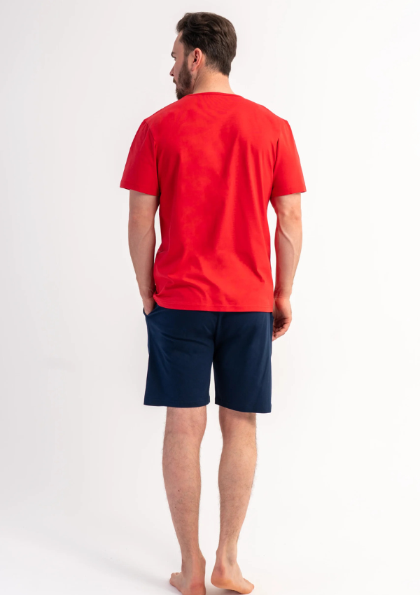 Piżama Męska Vienetta Red Ease, Czerwony, r. S-XL