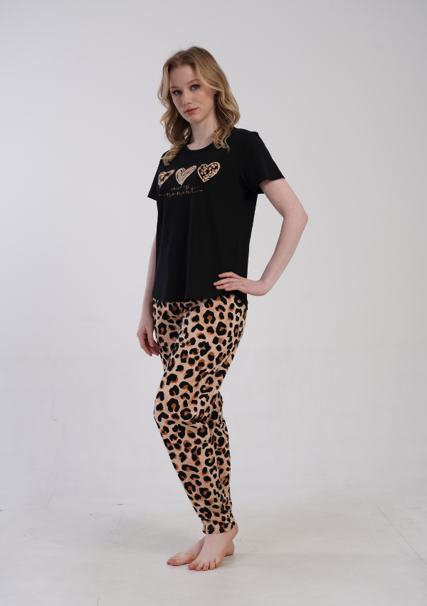 Piżama Damska Vienetta Wild Moment, Czarny, r. 1XL-4XL