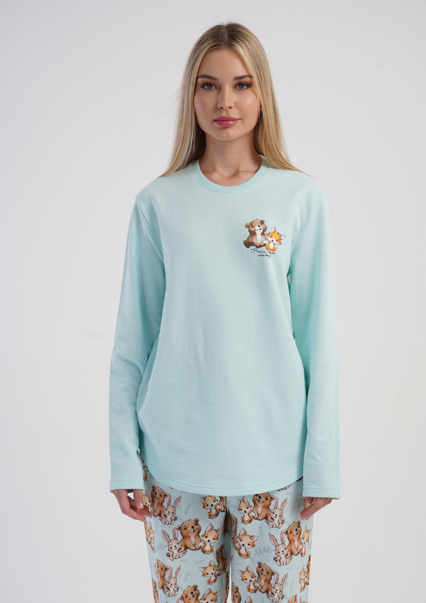 Piżama Damska Vienetta Cozy Pup, Niebieski, r. S-XL