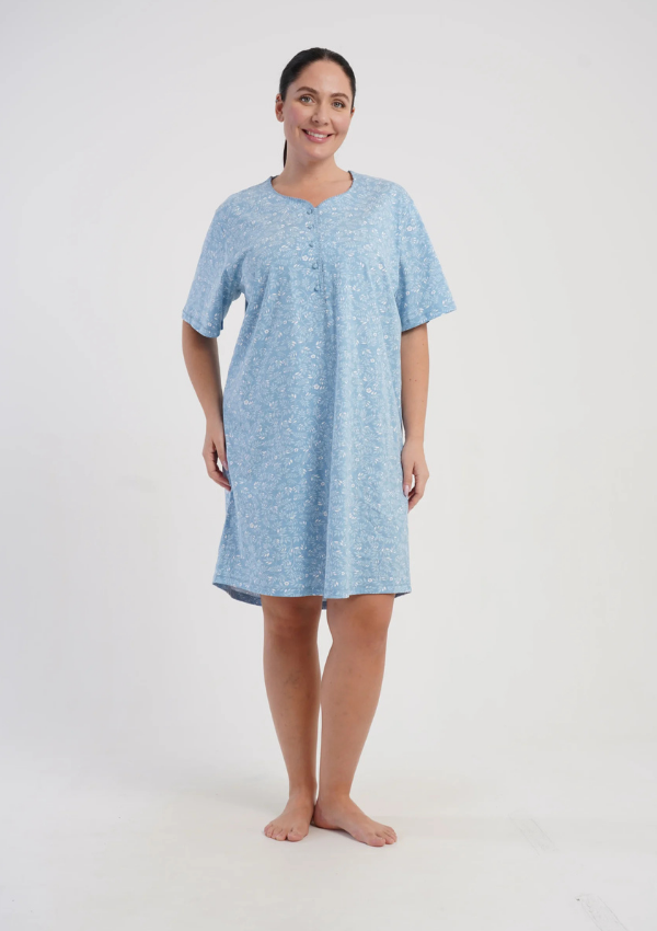 Koszula Nocna Damska Vienetta Blue Botanica, Niebieski, r. 1XL - 4XL