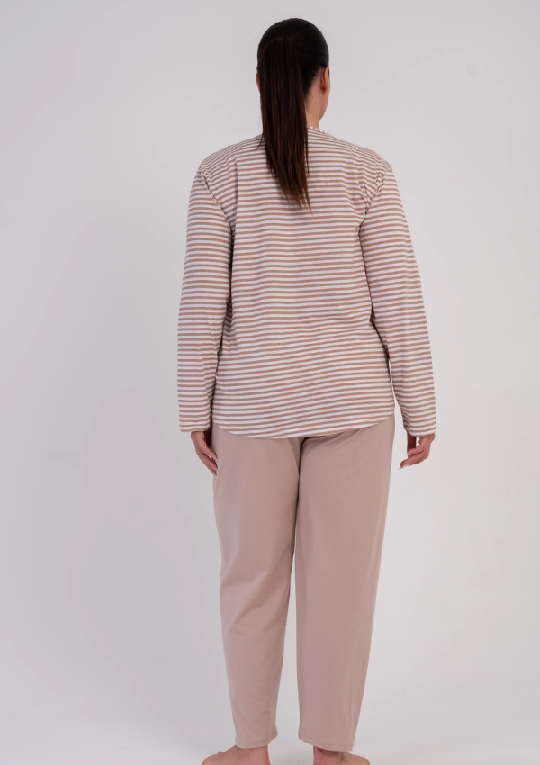 Piżama Damska Vienetta Warm Stripe, Beżowy, r. 1XL-4XL