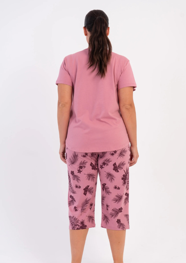 Piżama Damska Vienetta Tropical Garden, Różowy r. 1XL-4XL