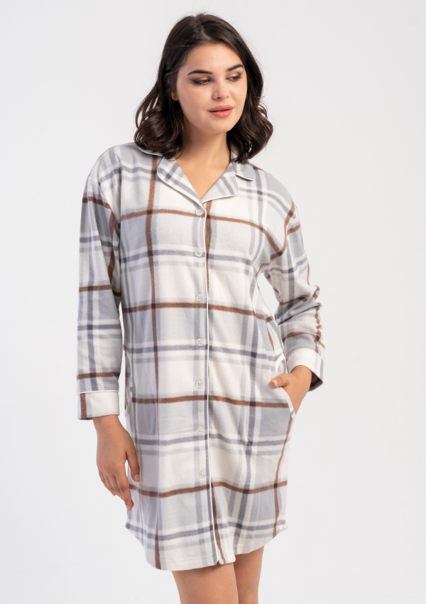 Koszula Nocna Damska Vienetta Soft Plaid, Beżowy, r. M - XXL