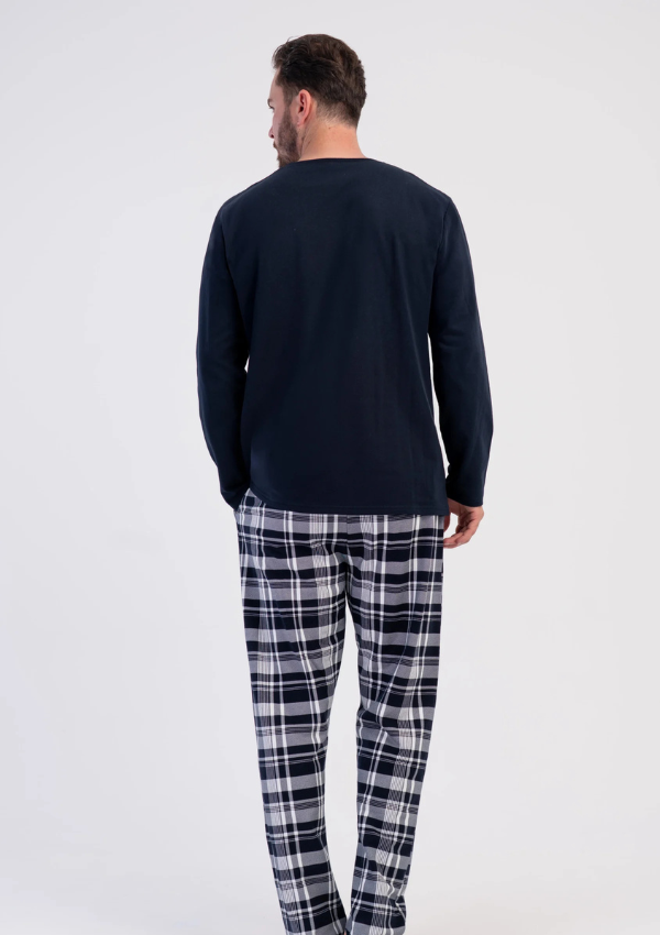 Piżama Męska Ocieplana Vienetta Heritage Plaid, Granatowy, r. M-XXL