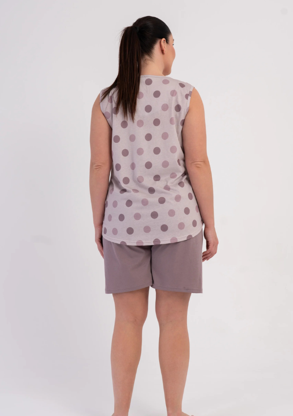 Piżama Damska Vienetta Pastel Polka, Beżowy, 1XL-4XL