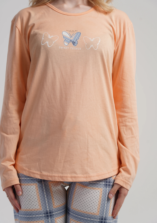 Piżama Damska Vienetta Sweet Dreams, Brzoskwiniowy r. S-XL