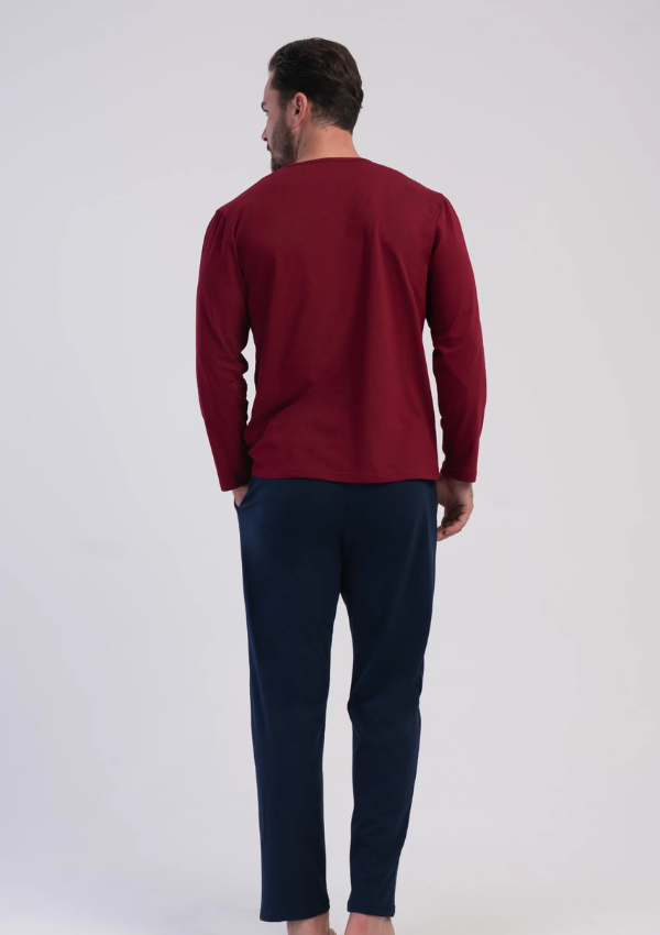 Piżama Męska Vienetta Navy Essential, Bordowy, r. M-XXL