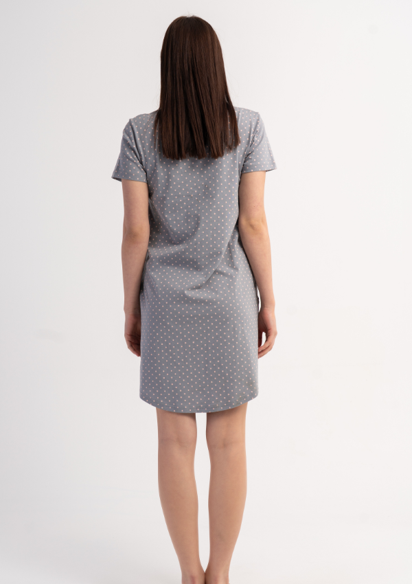 Koszula Nocna Vienetta Kitty Dots, Szary, r. M-XXL