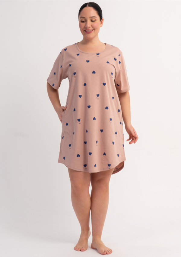 Koszula Nocna Damska Heart Blossom, Różowy, r. 1XL - 4XL
