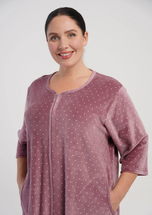 Szlafrok damski Vienetta Velvet Comfort, Różowy, r. 1XL-4XL