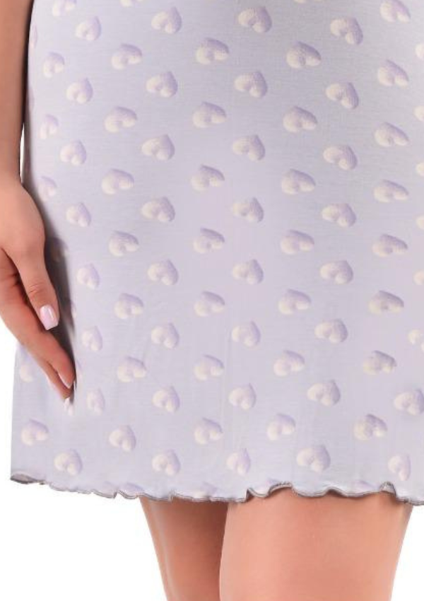 Koszula Nocna Lilac Hearts, Liliowy, r. M - 2XL