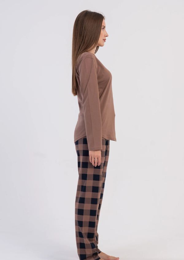 Piżama Damska Vienetta, Mocha Navy, Brązowy, r. S-XL