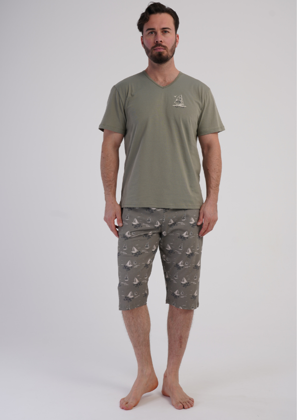 Piżama Męska Vienetta Sail Comfort, Zielony, r. 5XL-7XL
