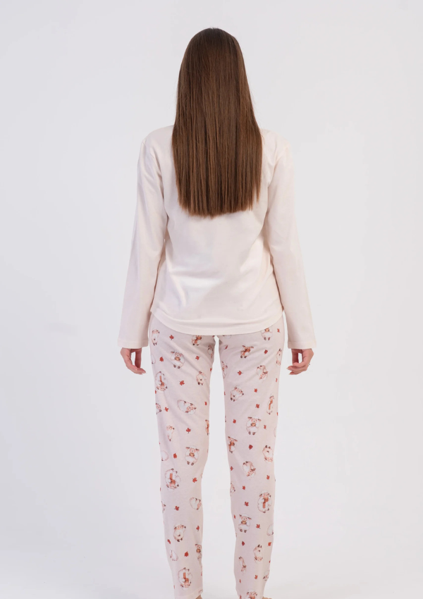 Piżama Damska Vienetta, Little Sheep, Ecru, r. S-XL