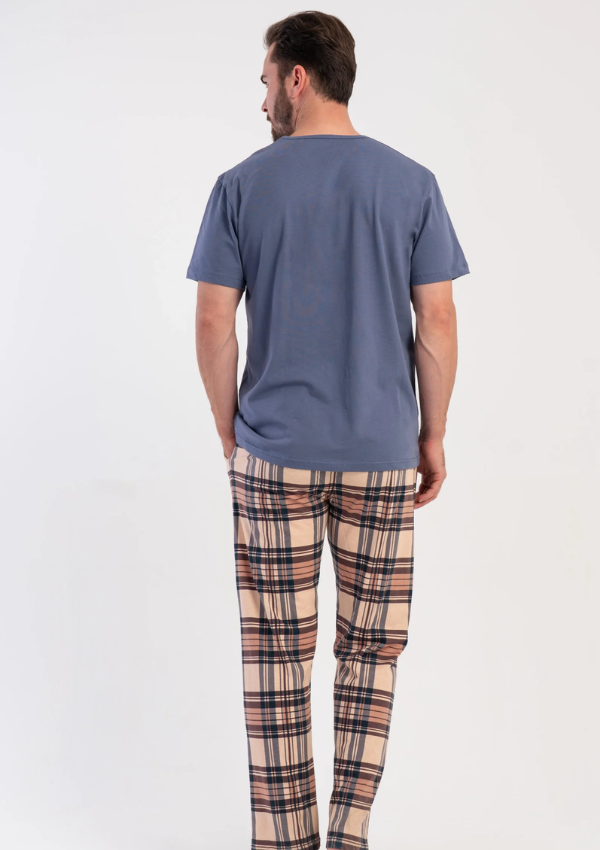 Piżama Męska Vienetta Chestnut Plaid, Niebieski, r. M-XXL