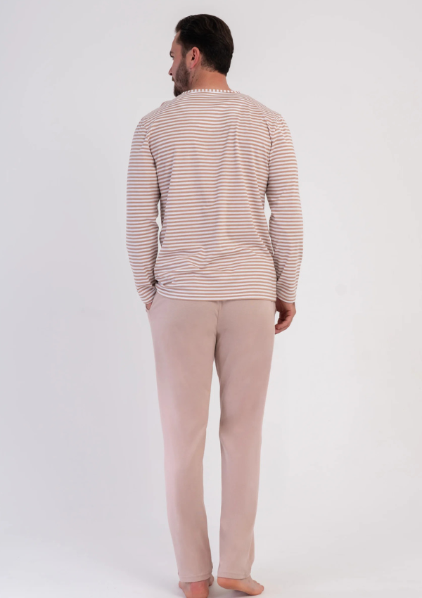 Piżama Męska Vienetta Sand Stripe, Beżowy, r. M-XXL