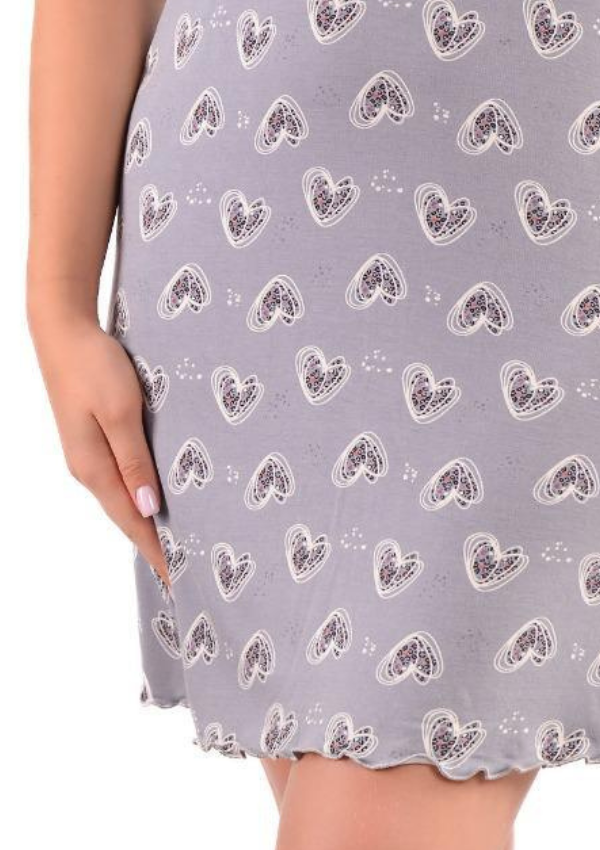 Koszula Nocna Lovely Hearts, Szary, r. M - 2XL