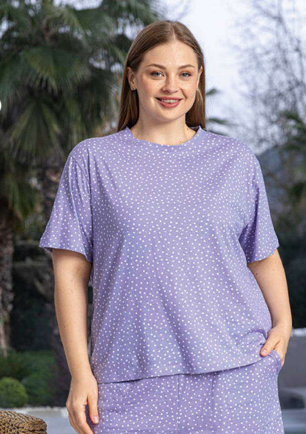 Piżama damska Lilac Dots, Fioletowy, r. 2XL - 4XL