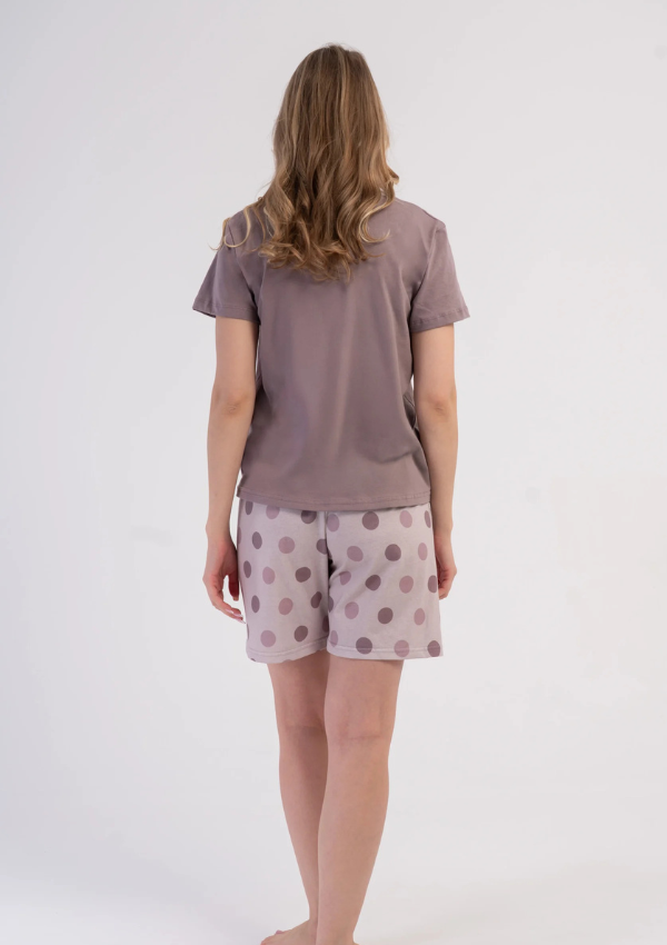 Piżama Damska Vienetta Sand Polka, Beżowy, M-XXL
