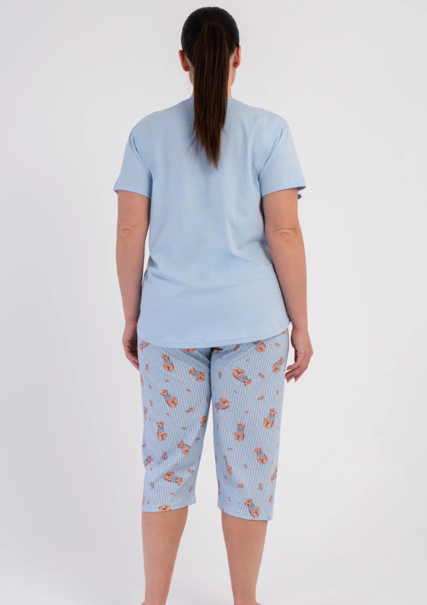 Piżama Damska Vienetta Puppy Stripes, Niebieski, r. 1XL-4XL