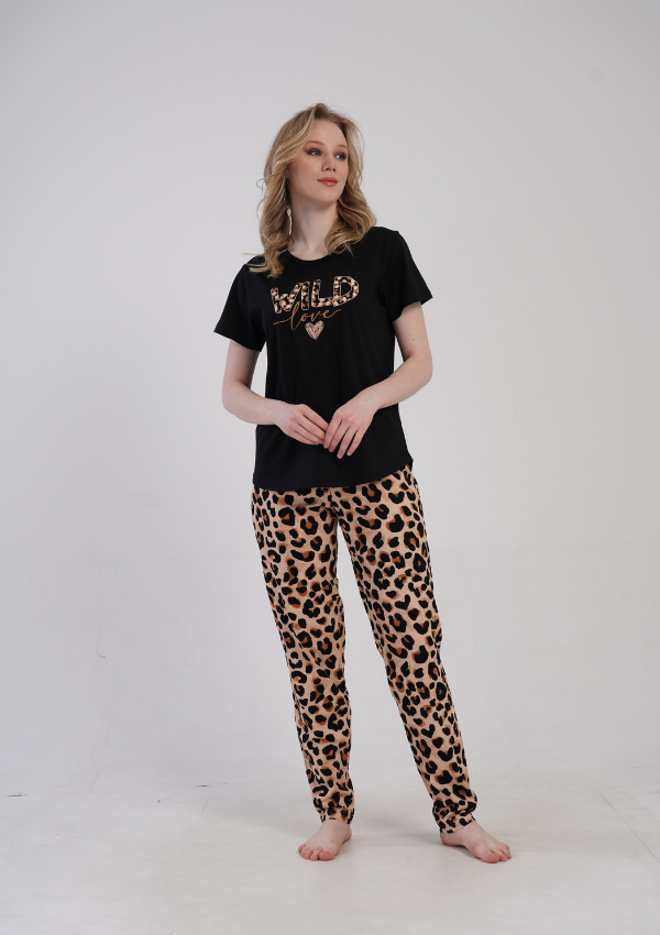 Piżama Damska Wild Love, Czarny, r. 5XL-7XL