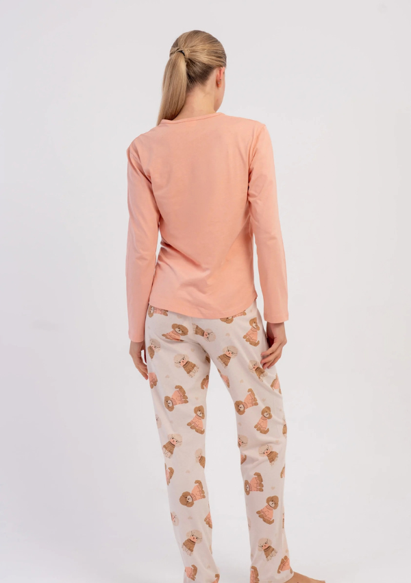 Piżama Damska Vienetta, Teddy Cozy, Brzoskwiniowy, r. S-XL